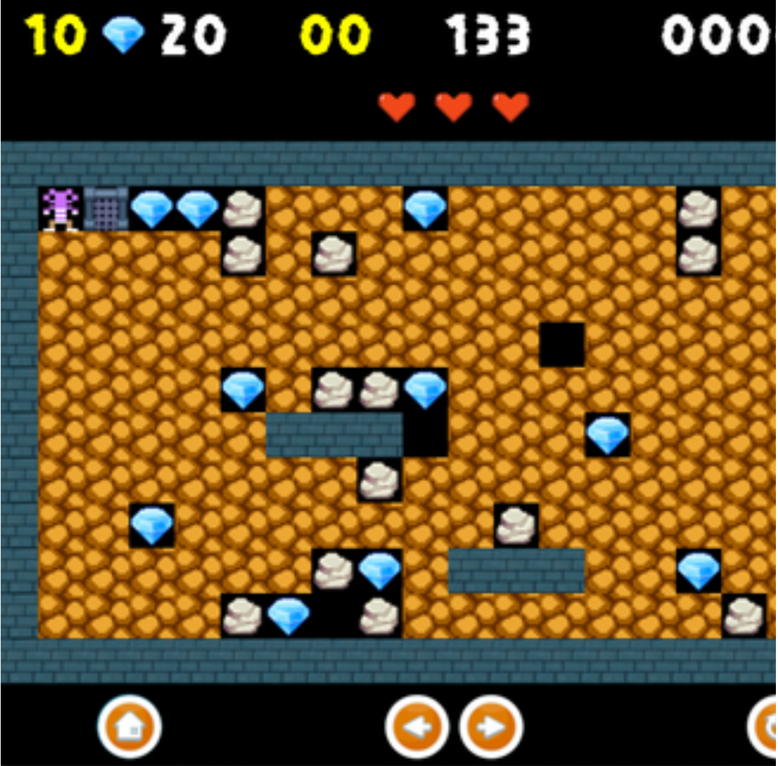 Interfaces graphique du jeu BoulderDash